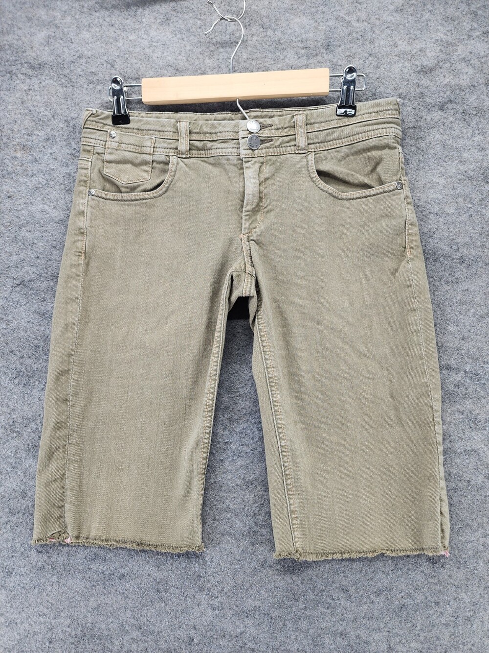 ETT TWA Anthropologie Shorts Womens 27 Bermuda Low Rise Green Denim